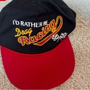 Vintage I'd Rather Be Drag Racing Racing Cap - Black & Red